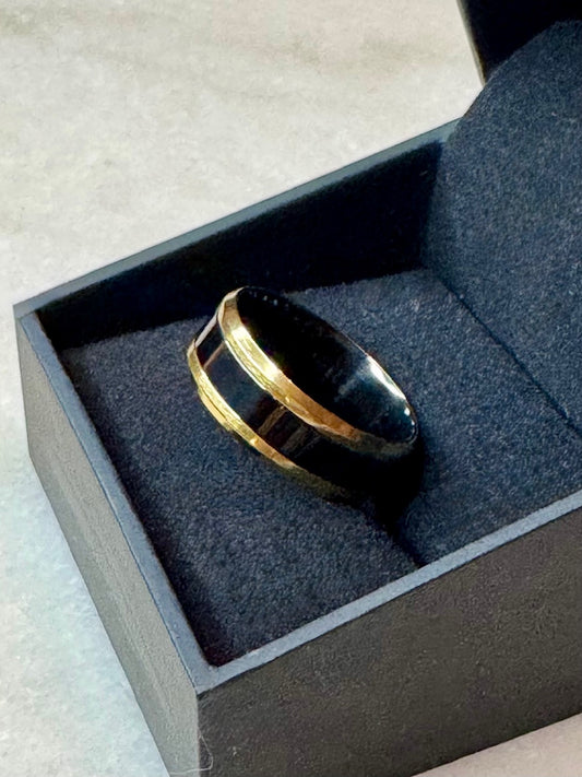 Black Stainless Steel 8mm Band Ring Size 12 -Men's