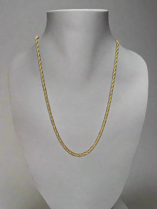 14K 24” 4mmn Yellow Gold-Filled Rope Chain Necklace