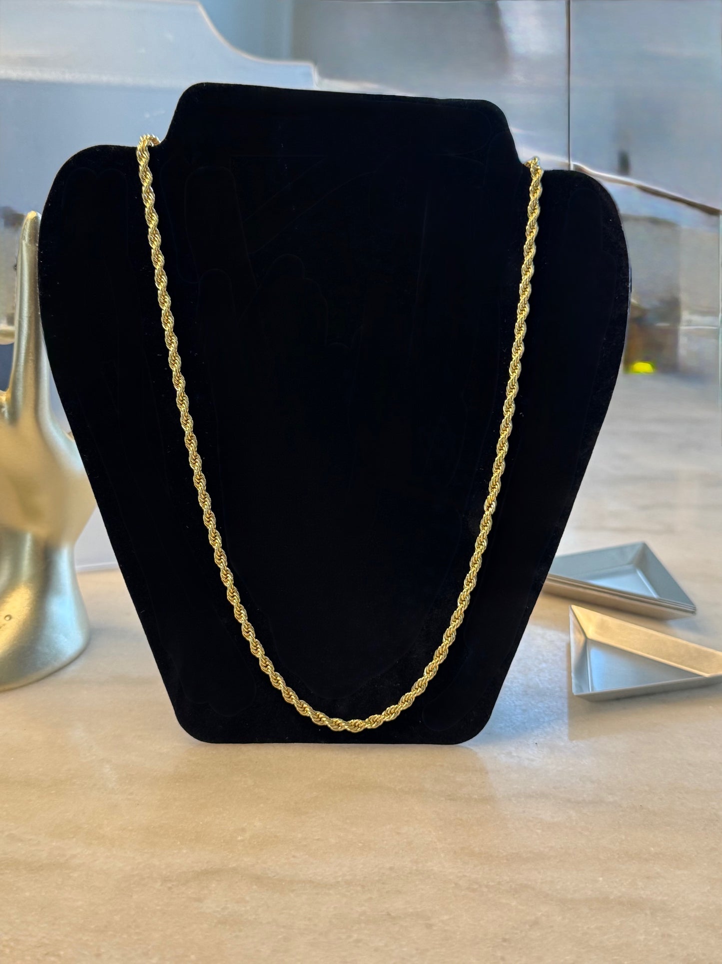 14K 24” 4mmn Yellow Gold-Filled Rope Chain Necklace