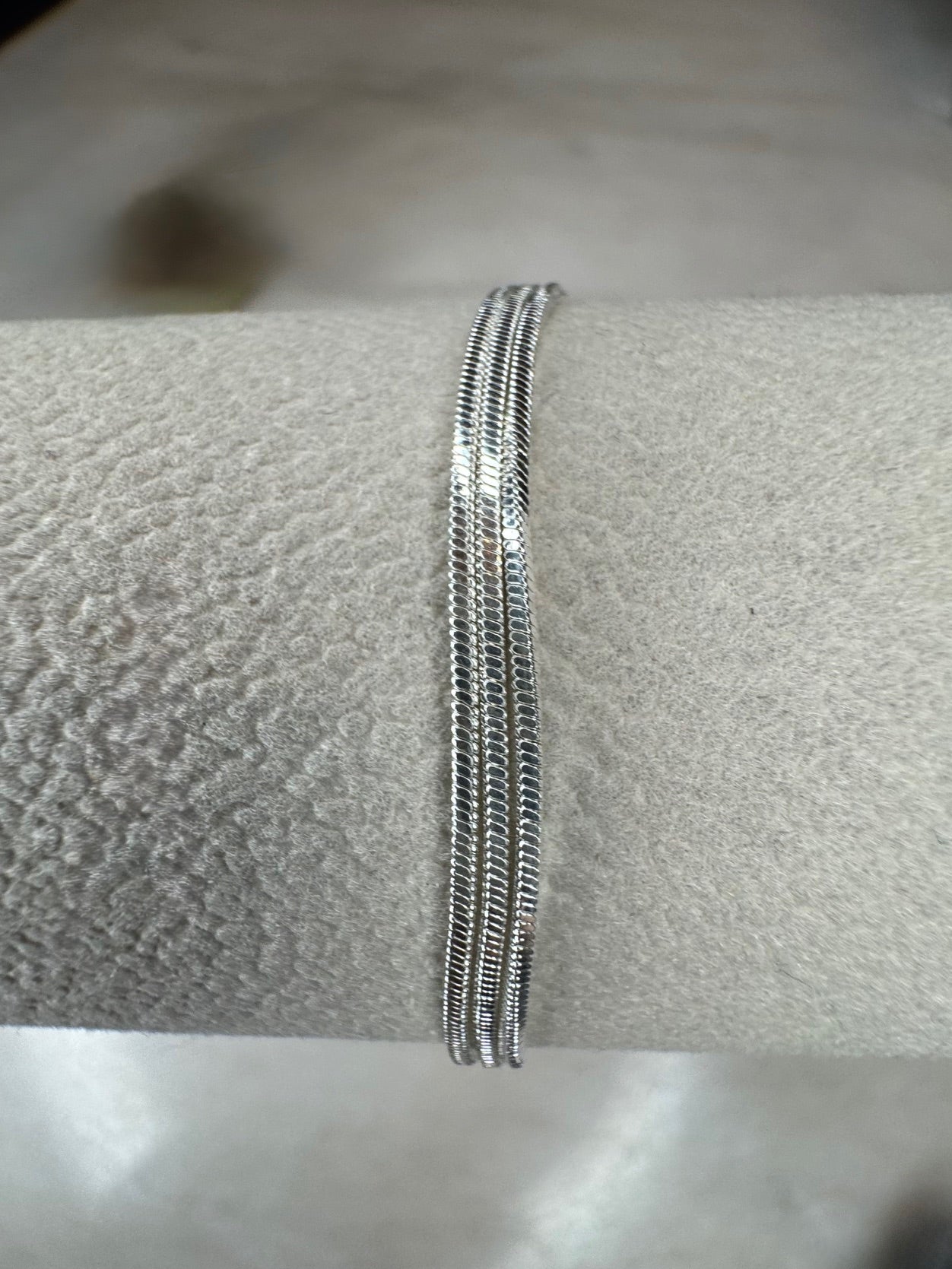 Triple-String Snake Chain Sterling Silver Bracelet D013