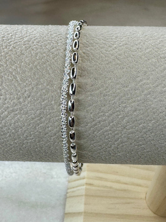 925 Sterling Silver Duel Chain Bracelet