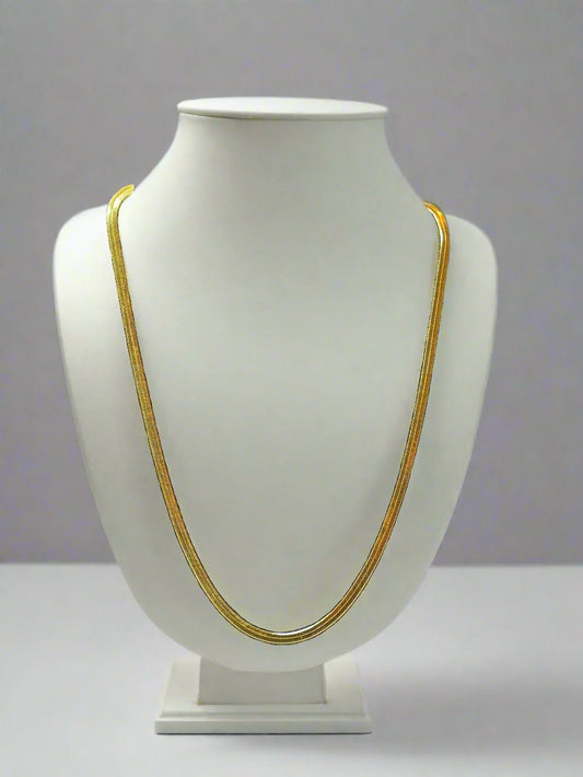 18k Gold Herringbone  20” Necklace & Bracelet Set E002